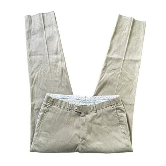 HILTL Flax Linen Blend Chino Khaki Pants Romania Beige Size 36x331